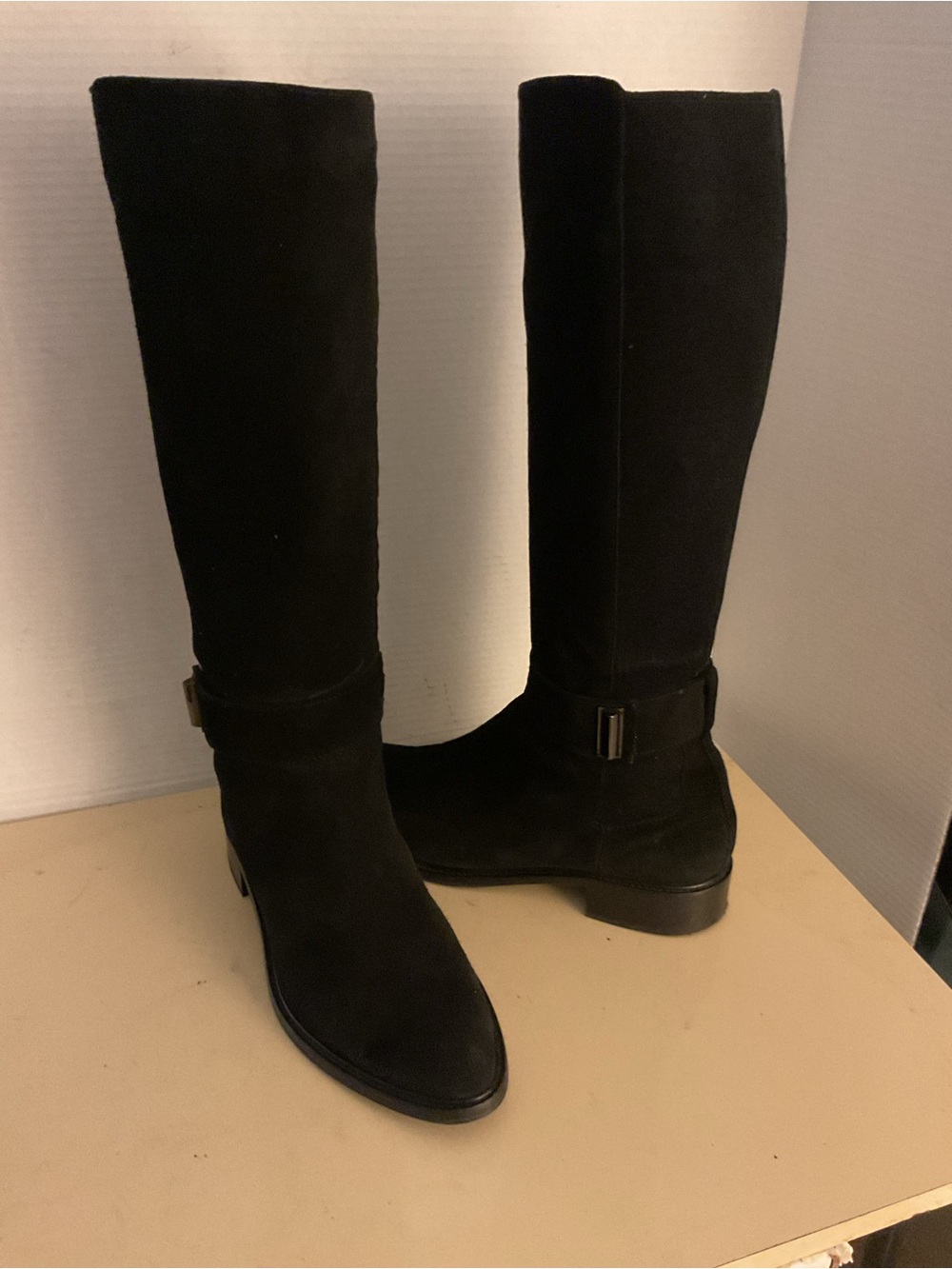 Aquatalia women black tall Suede Knee-High Giada Riding boots US 11